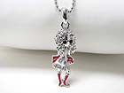 WHITE GOLD PLATING EPOXY AND CRYSTAL STUD FASHION GIRL PENDANT NECKLACE