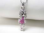 WHITE GOLD PLATING EPOXY AND CRYSTAL STUD FASHION GIRL PENDANT NECKLACE