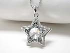 WHITE GOLD PLATING CRYSTAL BUBBLED STAR PENDANT NECKLACE