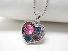 WHITE GOLD PLATING CRYSTAL BUBBLED HEART PENDANT NECKLACE