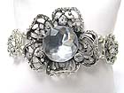 CRYSTAL DECO FILIGREE METAL FLOWER LINK STRETCH BRACELET