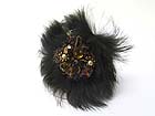 FUR AND GALSS BEADS DECO FASHION STRETCH RING