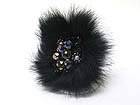 FUR AND GALSS BEADS DECO FASHION STRETCH RING