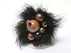 FUR AND GALSS BEADS DECO FASHION STRETCH RING