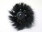 FUR AND GALSS BEADS DECO FASHION STRETCH RING