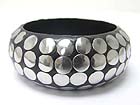 METAL DISK STUD WOOD BANGLE