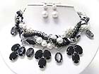 MULTI CRYSTAL DANGLE ANIMAL THEME MULTI CHAIN AND BEADS TANGLED CHAIN NECKALCE EARRING SET