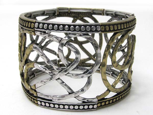 TALL HAMMERED METAL WIRE DECO STRETCH BRACELET