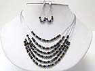 SIX ROW FACET GLASS STONE AND METAL CHAIN NECKALCE EARRING SET