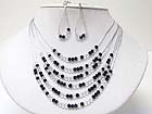 SIX ROW FACET GLASS STONE AND METAL CHAIN NECKALCE EARRING SET
