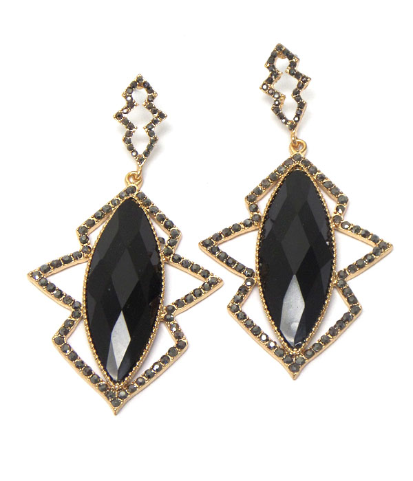 FACET STONE CENTER AND CRYSTAL EDGE DROP EARRING