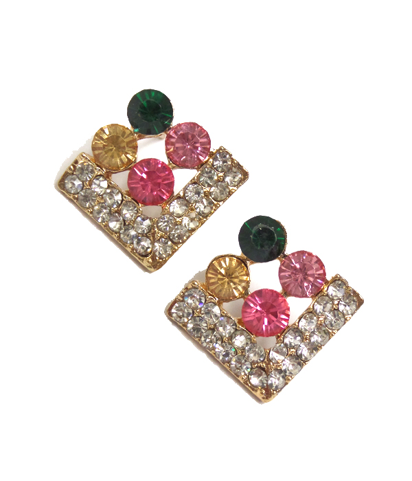 CRYSTAL SQUARE STUD EARRING