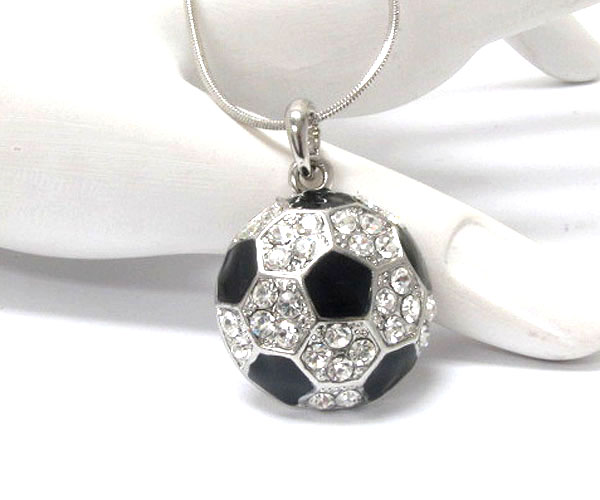 CRYSTAL STUD SOCCER BALL PENDANT NECKLACE