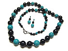 36 INCH ACRYL BALL BEADS LONG NECKLACE AND EARRING SET