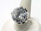 WHITE GOLD PLATING ROUND DIAMOND CUT PURE CRYSTAL ADJUSTABLE RING