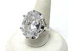 WHITE GOLD PLATING OVAL DIAMOND CUT PURE CRYSTAL ADJUSTABLE RING