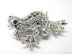 WHITE GOLD PLATING CRYSTAL STUD FROG BROOCH