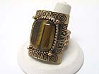NATURAL STONE TEXTURED METAL RECTANGLE STRETCH RING