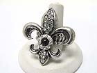 CRYSTAL STUD FLEUR DE LIS STRETCH RING 