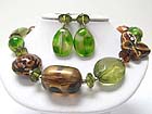 CHUNKY CERAMIC AND MURANO GLASS LINK NECKALCE EARRING SET
