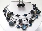 MULTI ROW MURANO GLASS AND CERAMIC BALL LINK NECKALCE EARRING SET