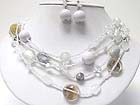 MULTI ROW MURANO GLASS AND CERAMIC BALL LINK NECKALCE EARRING SET