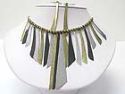 MULTI LONG STAMPING METAL BAR DANGLE NECKALCE EARRING SET