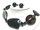 BLACK TONE MULTI CHUNCKY BEADS NECKALCE EARRING SET