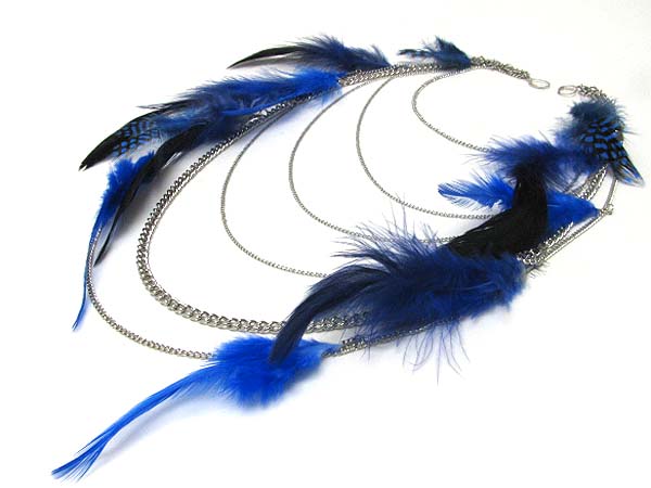 14 INCH SUPER LONG FEATHER DECO MULTI HANGING CHAIN EARLACE-HALLOWEEN