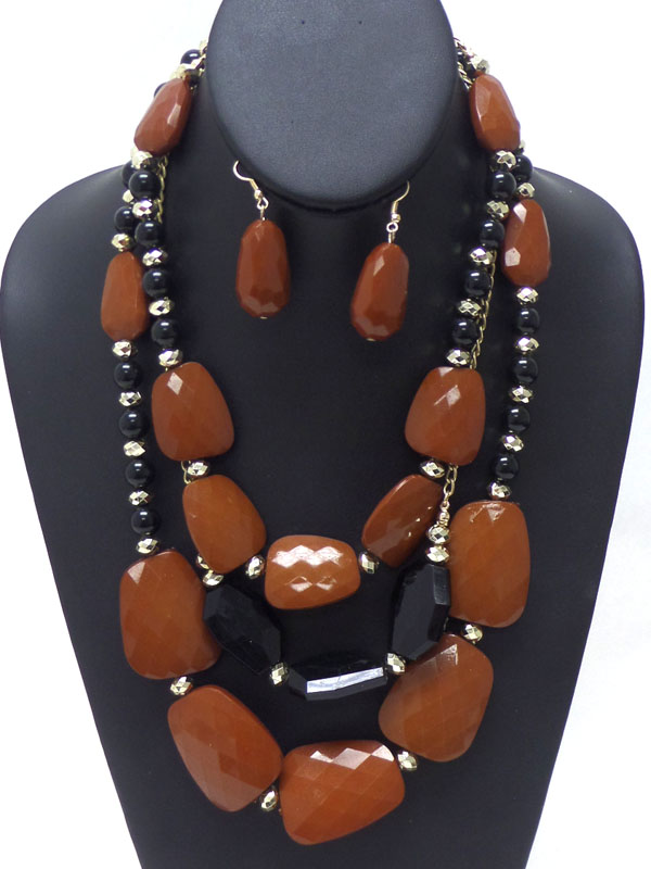 LAYER LINKED BEADS NECKLACE SET 