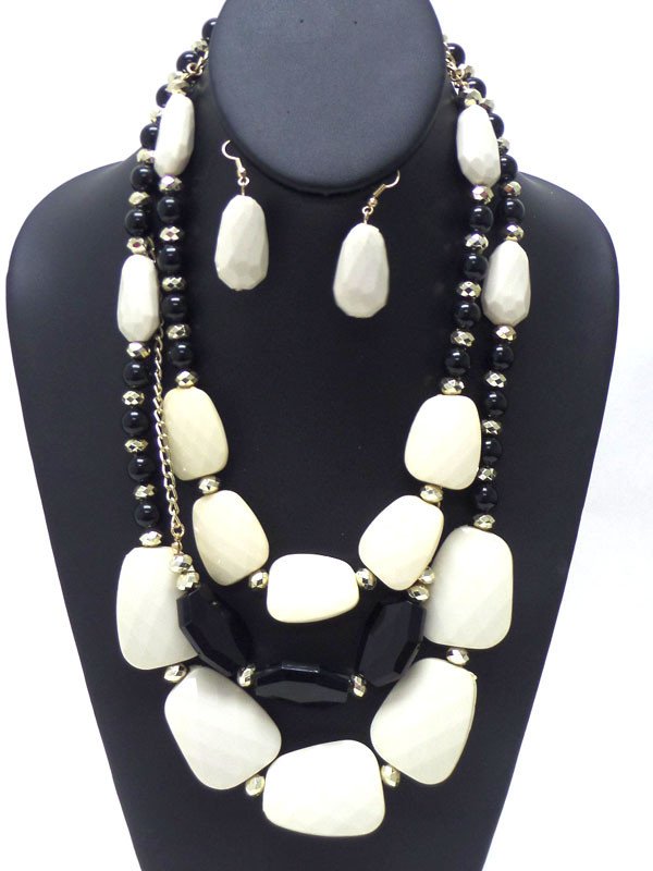 LAYER LINKED BEADS NECKLACE SET