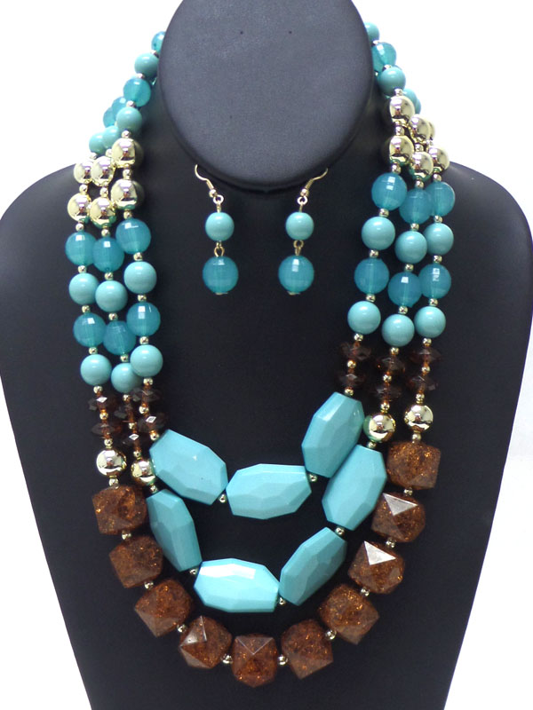 LAYER LINKED BEADS NECKLACE SET