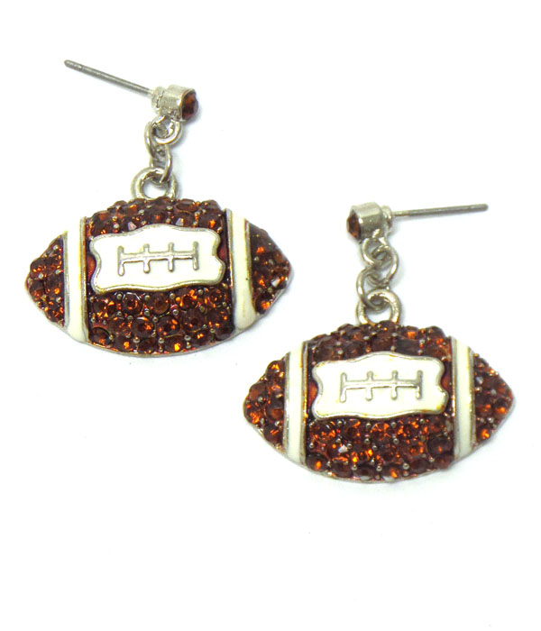 FOOTBALL WITH STONES FISH HOOK EARRINGS 