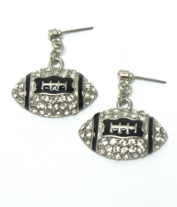 FOOTBALL WITH STONES FISH HOOK EARRINGS 