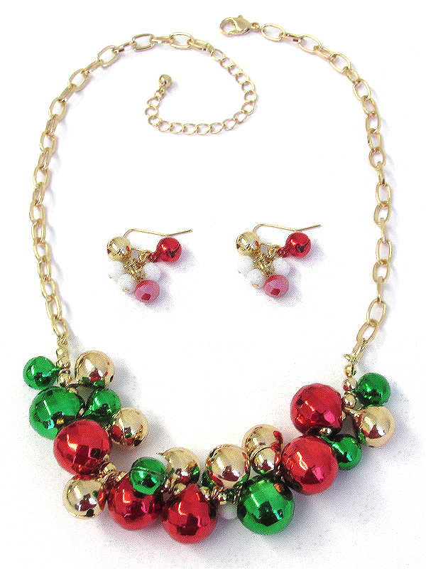 CHRISTMAS THEME MULTI BELL MIX NECKLACE SET