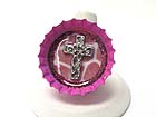 BOTTLE CAP ART CROSS DECO STRETCH RING