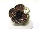 CRYSTAL AND ENAMEL ANIMAL COLOR METAL FLOWER STRETCH RING