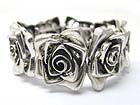 BURNISH METAL FLOWER LINK STRETCH BRACELET