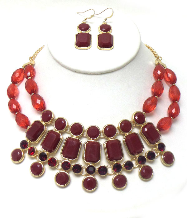 STONES WITH METAL CHAIN NECKLACE SET