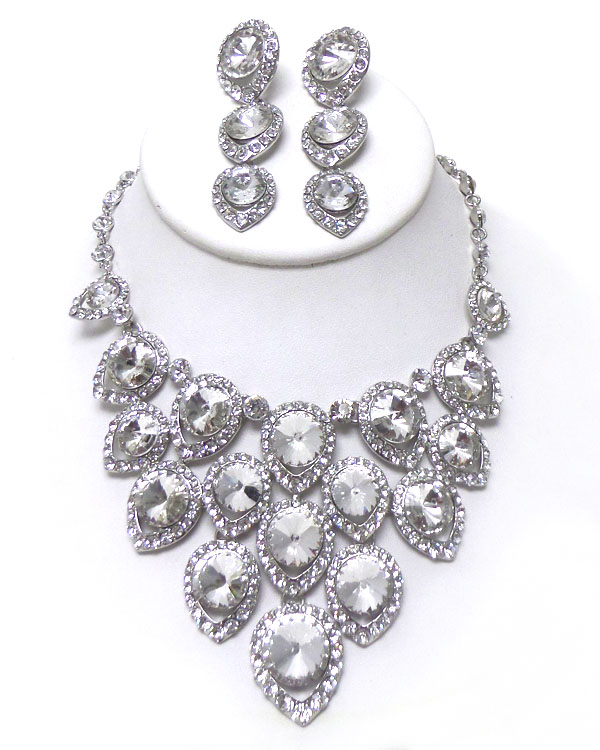 LUXURY CLASS VICTORIAN STYLE AND AUSTRIAN CRYSTAL GLASS DECO DROP  PARTY NECKLACE SET
