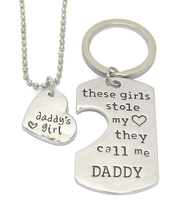 DADDY AND GIRL NECKLACE AND KEY CHRAM SET - THEY CALL ME DADDY