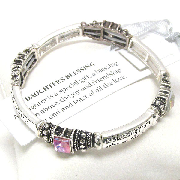 RELIGIOUS INSPIRATION MESSAGE STRETCH BRACELET - DAUGHTER'S BLESSING - BOOKMARK INCLUDED