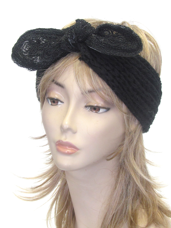 SEQUIN CHUNKY BOW KNIT HEADWRAP