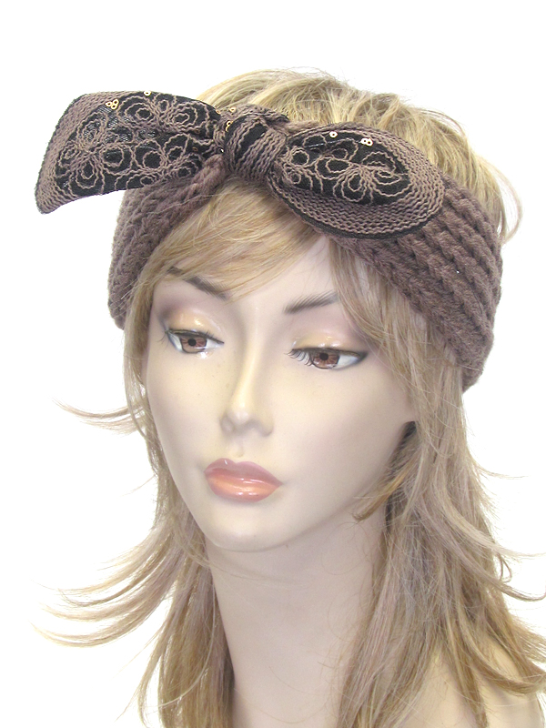SEQUIN CHUNKY BOW KNIT HEADWRAP