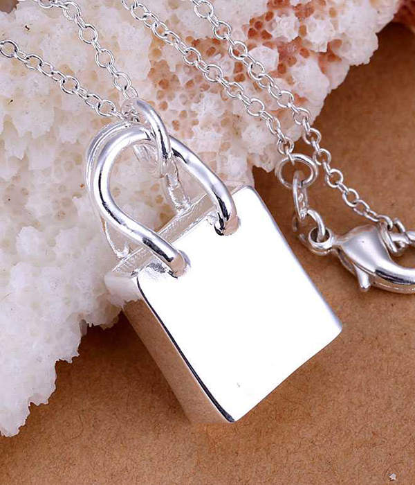 925 STERLING SILVER PLATING SHOPPING BAG PENDANT NECKLACE