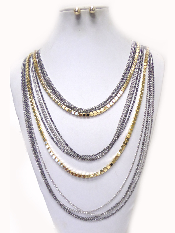 MULTI STYLES METAL LAYER NECKLACE SET