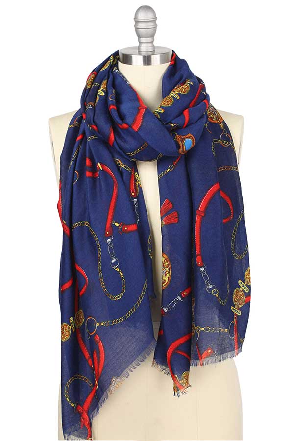 CHAIN PRINT SCARF - 100% POLYESTER