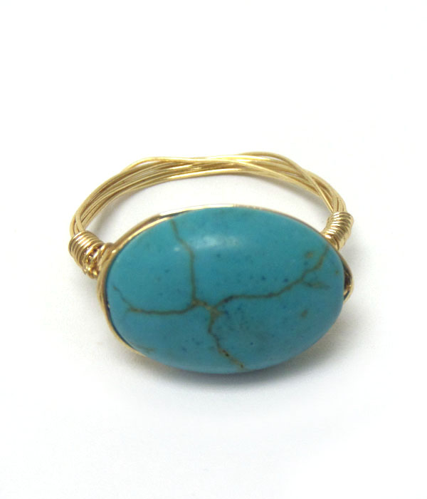 TURQUOISE STONE WIRE RING