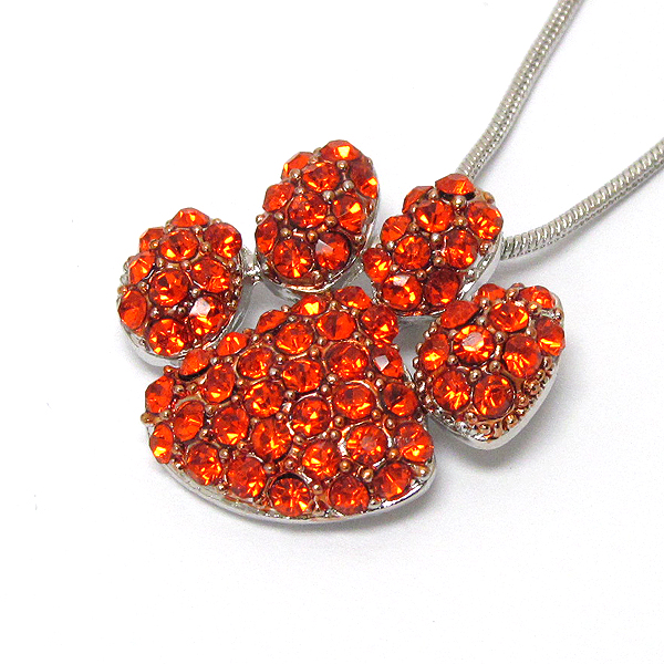 CRYSTAL PAW PRINT PENDANT NECKLACE