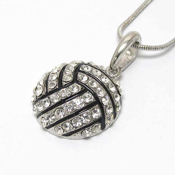 CRYSTAL DECO VOLLEYBALL PENDANT NECKLACE